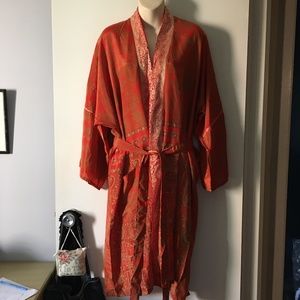 SUSTAIN Pumpkin Spice Pure Silk Belted Robe Kimono One Size